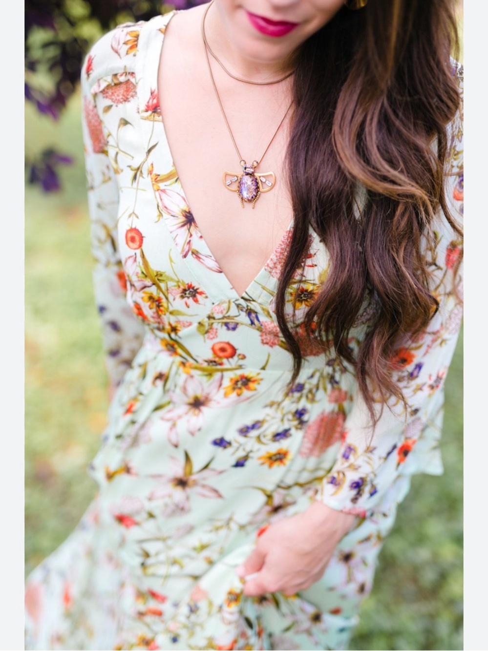 Anthropologie Ghost Floral V-Neck Long Sleeve Maxi Dress